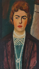 Load image into Gallery viewer, Pranas Domšaitis&lt;br&gt;Portrait of Marié van Heerden, a. 1960&lt;br&gt;Aliejus, kartonas, 59x35 (74x50)
