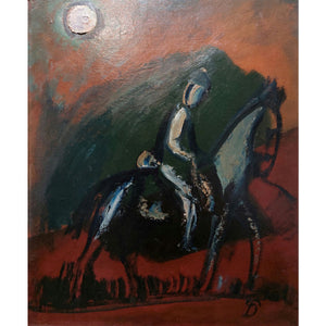 Pranas Domšaitis | The Rider and the Moon | Oil on cardboard, 57x47 (73x63)