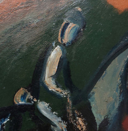 Pranas Domšaitis | The Rider and the Moon | Oil on cardboard, 57x47 (73x63)