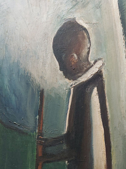 Pranas Domšaitis | Stamping Maize | Oil on cardboard, 55x40 (73x58)