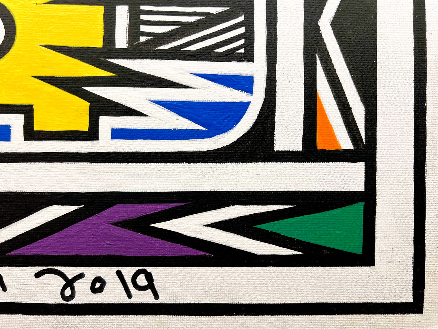 Esther Mahlangu (g. 1935, PAR) | Ndebele Pattern, 2019 | Akrilas, drobė, 30x45