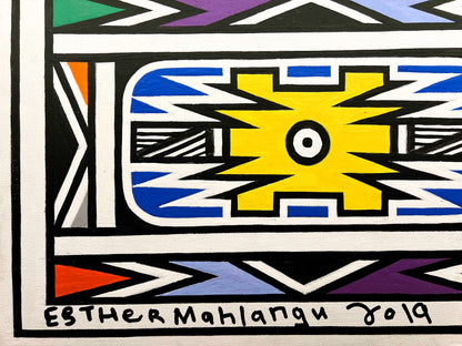 Esther Mahlangu (g. 1935, PAR) | Ndebele Pattern, 2019 | Akrilas, drobė, 30x45