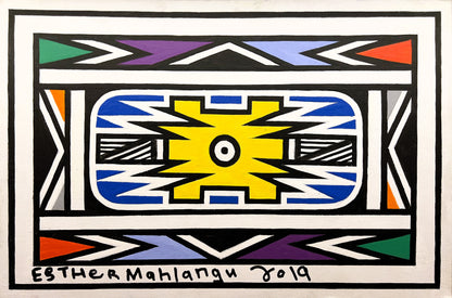 Esther Mahlangu (g. 1935, PAR) | Ndebele Pattern, 2019 | Akrilas, drobė, 30x45