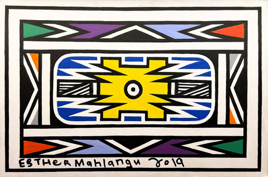 Esther Mahlangu (b. 1935, South Africa) | Ndebele Pattern, 2019 | Acrylic on canvas, 30x45