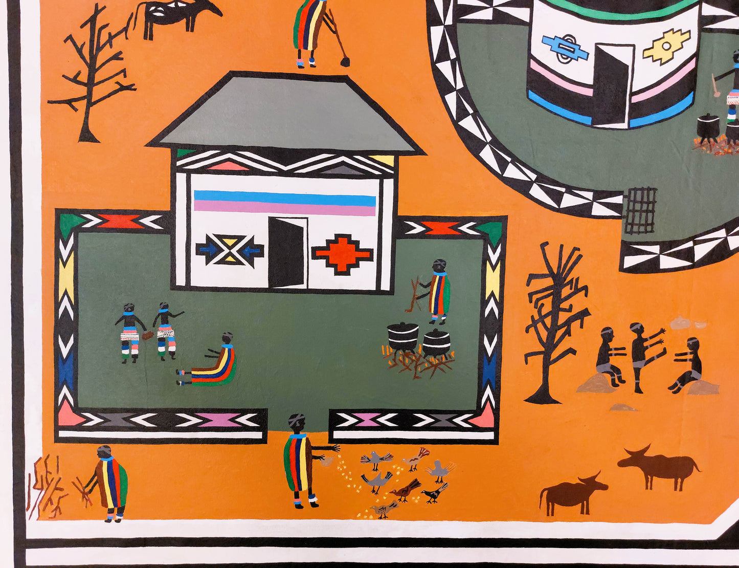 Esther Mahlangu (g. 1935, PAR) | Ndebele Dwelling, 2015 | Akrilas, drobė, 168 x 304