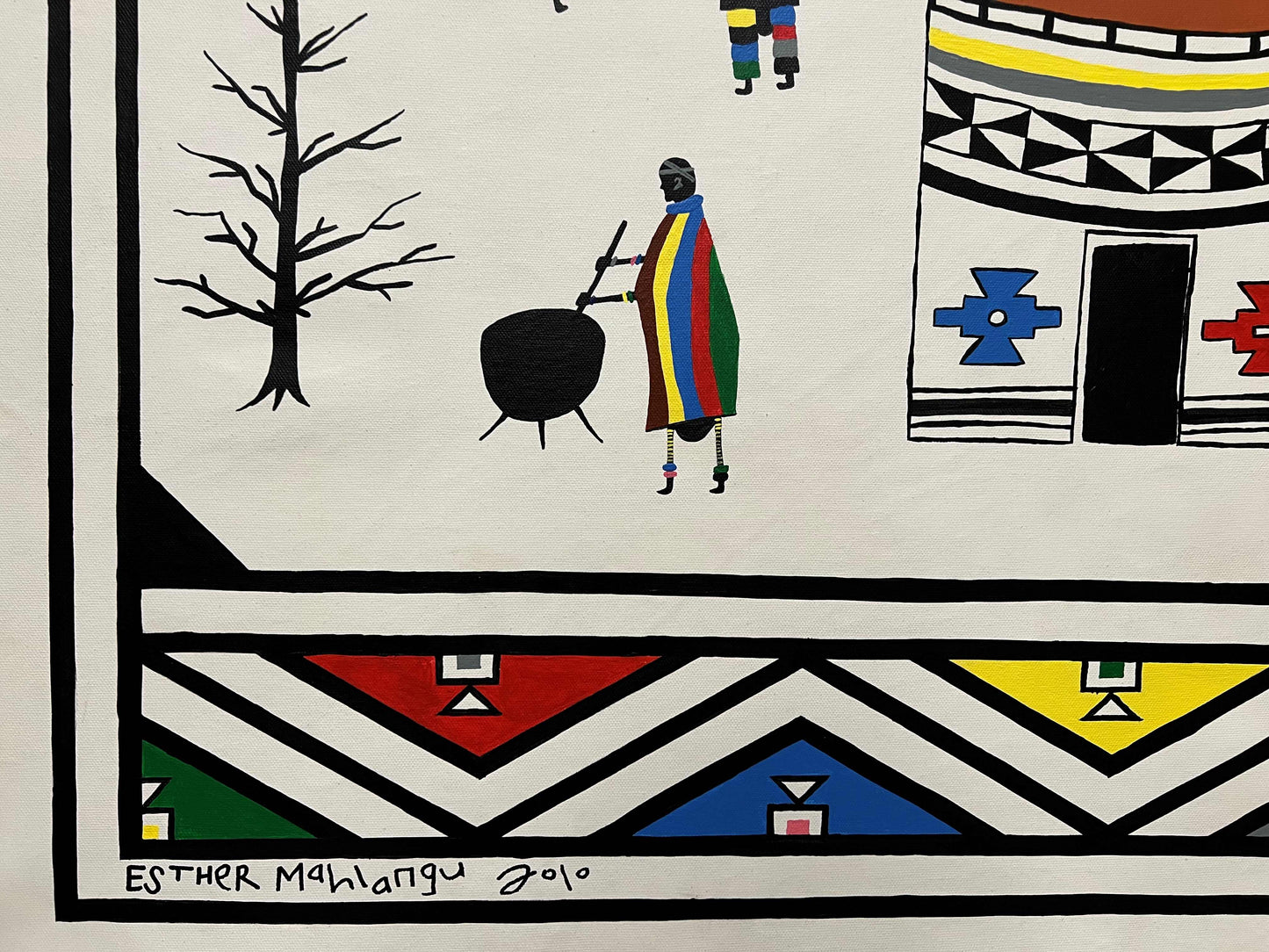 Esther Mahlangu (g. 1935, PAR) | Ndebele Dwelling, 2010 | Akrilas, drobė, 77 x 72