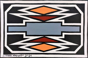 Esther Mahlangu (b. 1935, South Africa)<br>Ndebele Pattern, 2021<br>Akrilas, drobė, 32 x 48 (37x53)