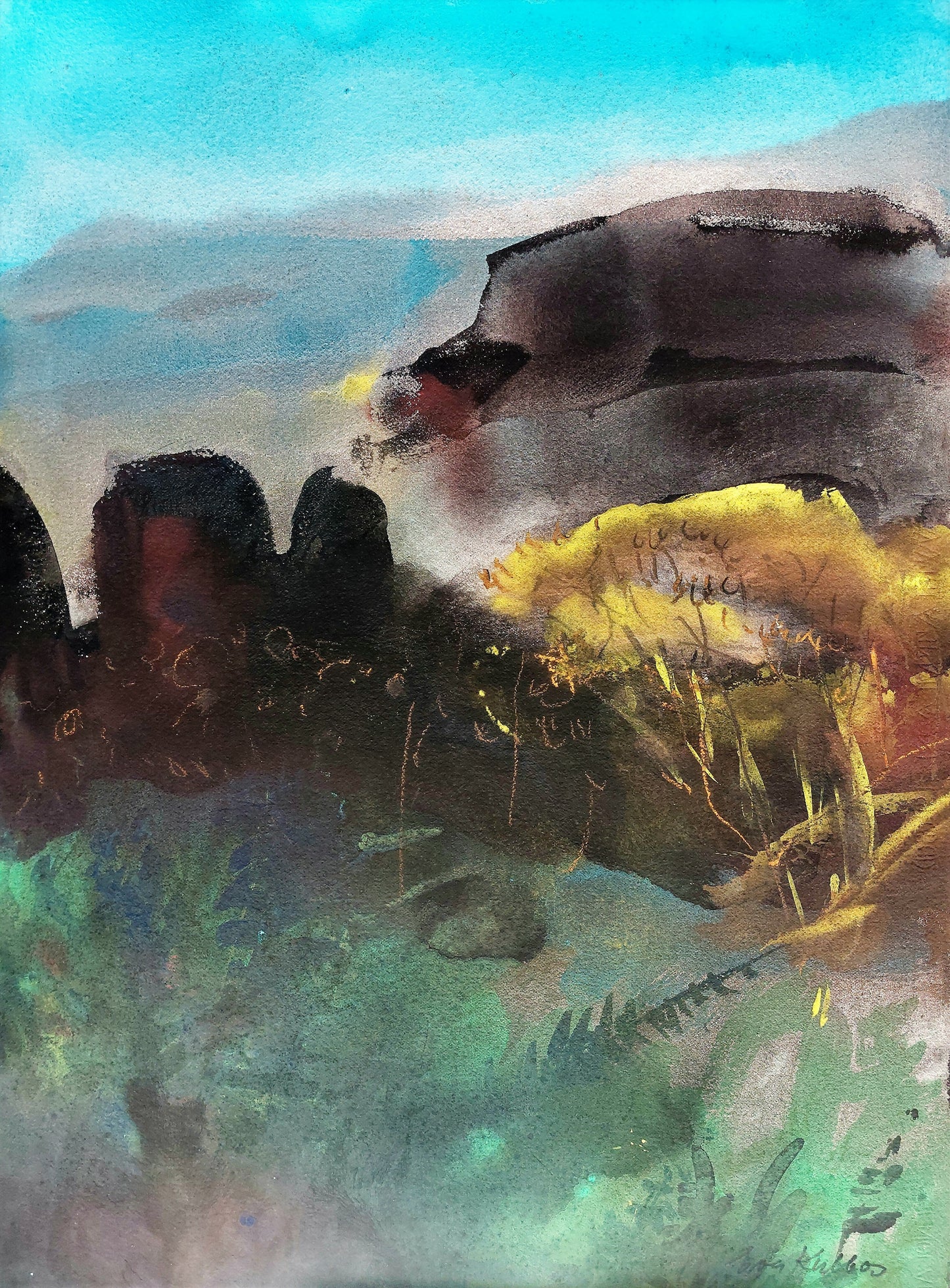 Eva Kubbos | Mountain Nocturne | Watercolor, paper, 76x56 (98x77)