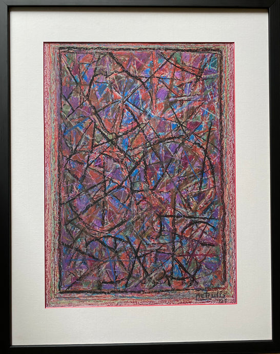 Algirdas Petrulis | Kompozicija, 2001 | Pastelė, mišri tech., popierius, 45x33 (61x48)
