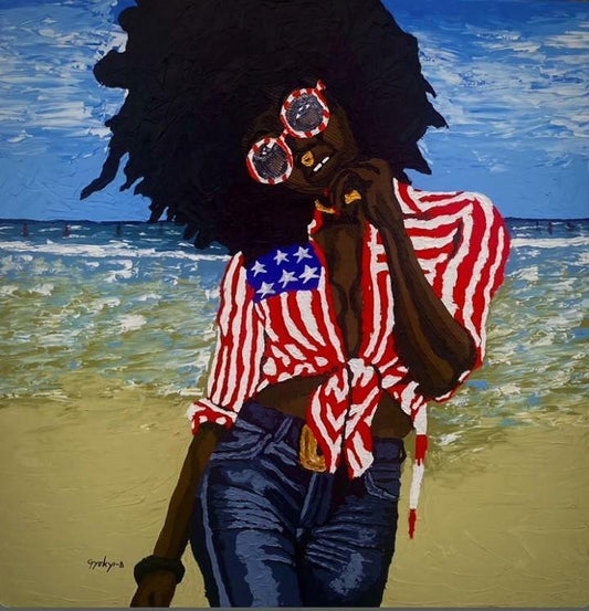 Daniel Gyekyi Gyan (Gana) | Brush Up Lady, 2023 | Drobė, akrilas, 152×152