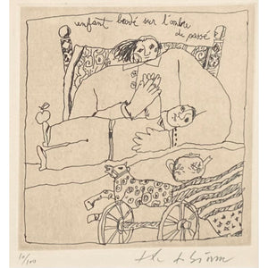 Theo Tobiasse | Enfant brodé sur l'aube du passé from Gouttes d'ombre sur la peau des Jours, 1988 | Etching, 10/100, 15x15 (40x40)