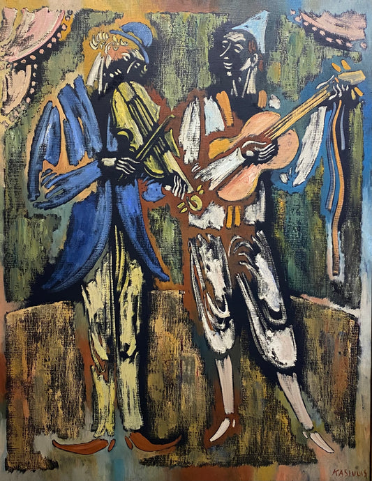 Vytautas Kasiulis | Musicians | Oil on canvas, 92x73 (115x96)