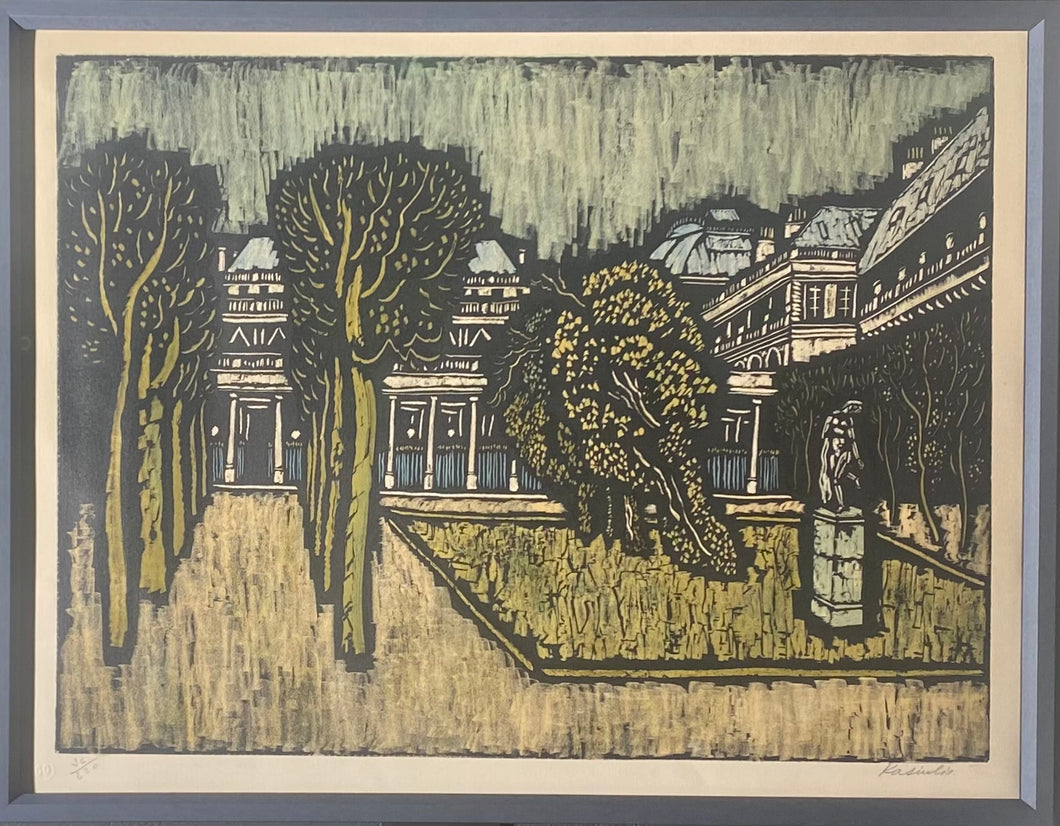 Vytautas Kasiulis<br>Karališkųjų Rūmų a. Paryžiuje, XX a. 6 deš.<br>Litografija, 48x64 (53,5x69)