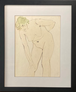 Teodoras Kazimieras Valaitis<br>Moters figūros studija, 1959<br>Pieštukas, akvarėlė, popierius, 31x39 (48x58)