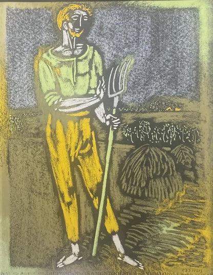 Vytautas Kasiulis | Hipster with pitchfork | Pastel on paper, 65x50 (71x56)