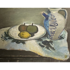 Pranas Domšaitis | Natiurmortas su ąsočiu | Aliejus, kartonas, 38x50 (49x60)
