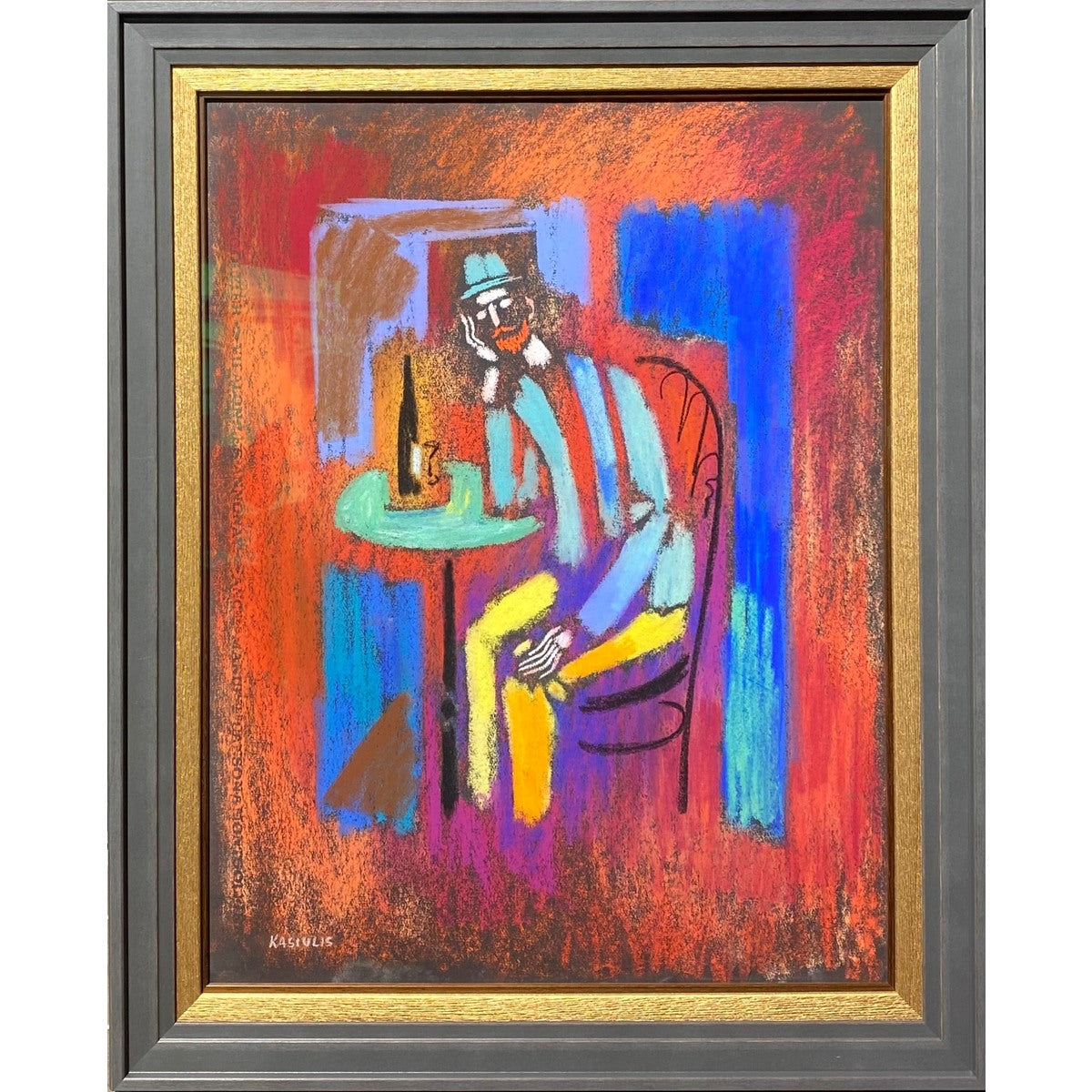 Vytautas Kasiulis | Vyras kavinėje, 1950 | Pastelė, popierius, 65x50 (79x64)