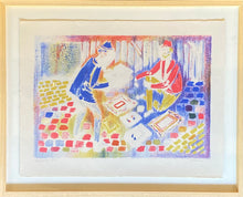 Load image into Gallery viewer, Vytautas Kasiulis&lt;br&gt;Paveikslų pardavėjas (procese)&lt;br&gt;3 litografijos, 41x57 (63x78)