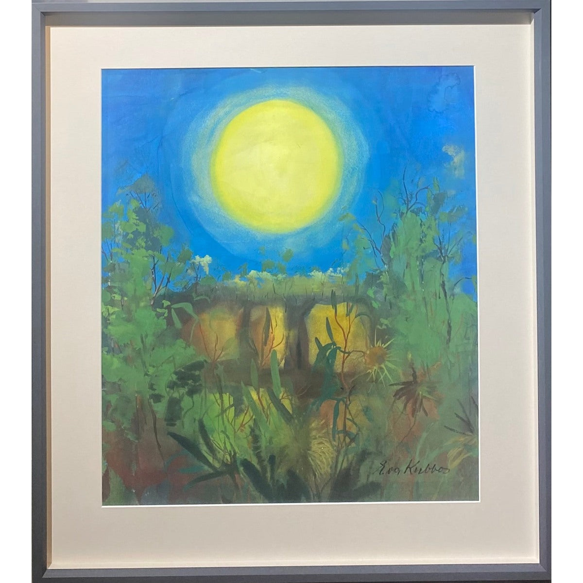 Eva Kubbos | Early Sun, 1971 | Akvarėlė, popierius, 59x51 (78x70)