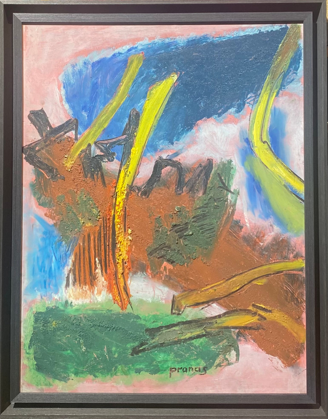 Pranas Gailius<br>Iš ciklo Jautrūs paviršiai, d'Arvay miesto serija - SURFACE EMUE, 1965-1977<br>Aliejus popierius medis, 66x51 (72x57)