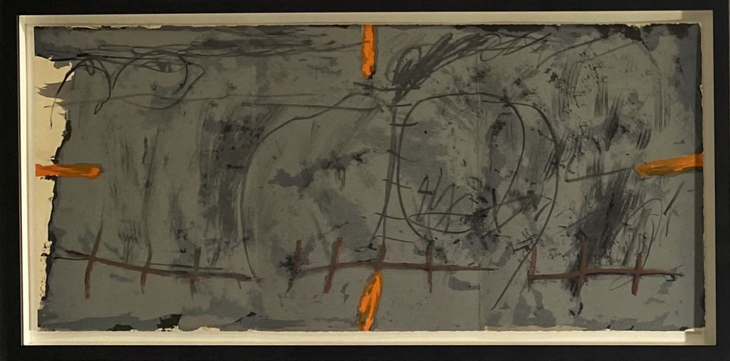 Antoni Tàpies (Ispanija)<br>Orange et gris, 1967<br>Spalvota litografija, 38x84 (45x90.5)