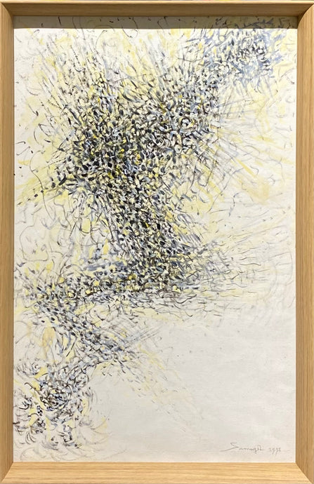 Adomas Raudys - Samogitas<br>White Abstraction, 1998<br>Aliejus, pop., 50x32 (52x34)