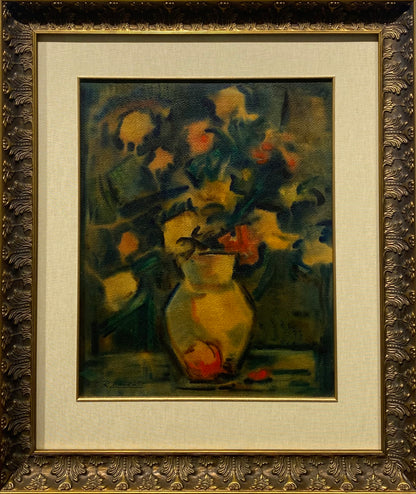 Jonas Rimša | Vaza su gėlėmis | Akvarėlė, popierius, 50x40 (75x63,5)