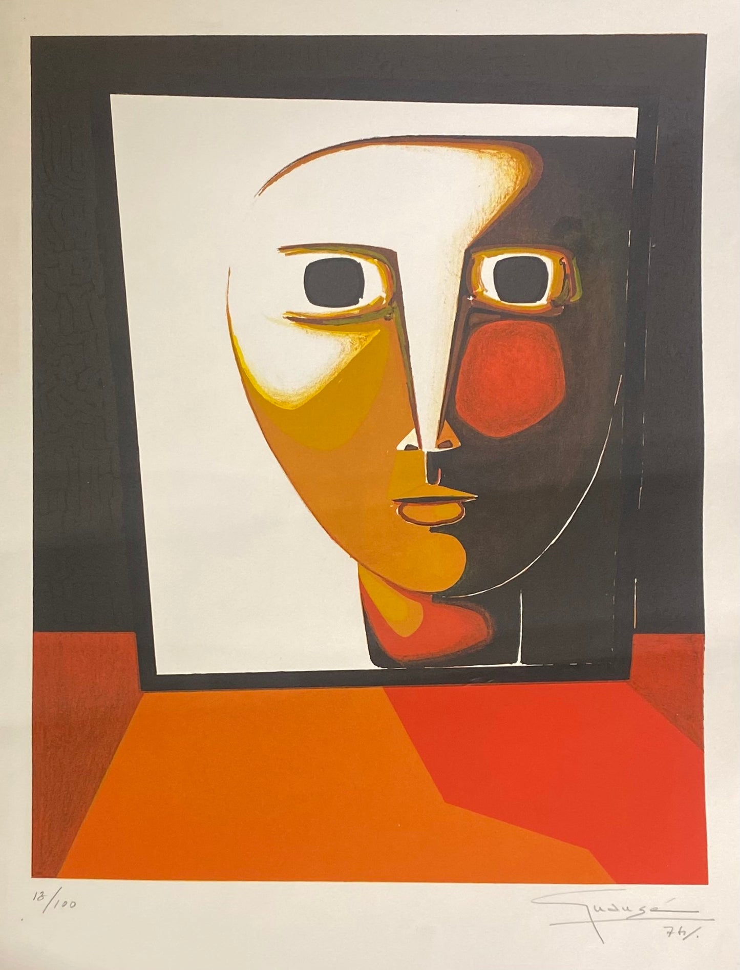 Antonio Guansé  (Spain) | Visage de face, 1974 | Lithography, 53x42 (73x59)