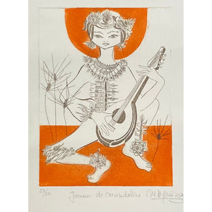 Monique Arquizan (Prancūzija) | Joueur de mandoline | Lithograph, 24x18