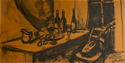 Arbit Blatas | Still Life with Mandolin | Gouache on cardboard, 69x135 (84x150)