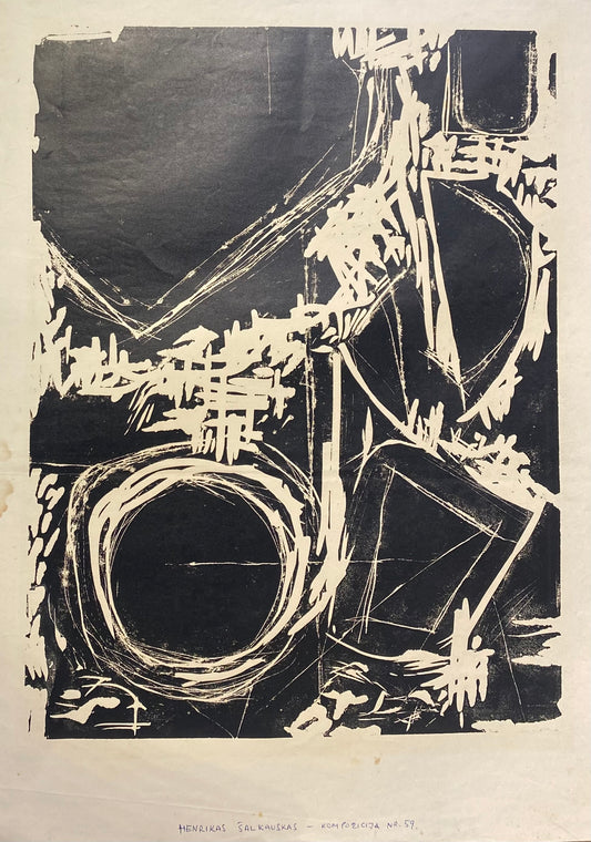 Henry Šalkauskas | Composition, 1959 | Serigraph on paper, 49x37 (67x56)