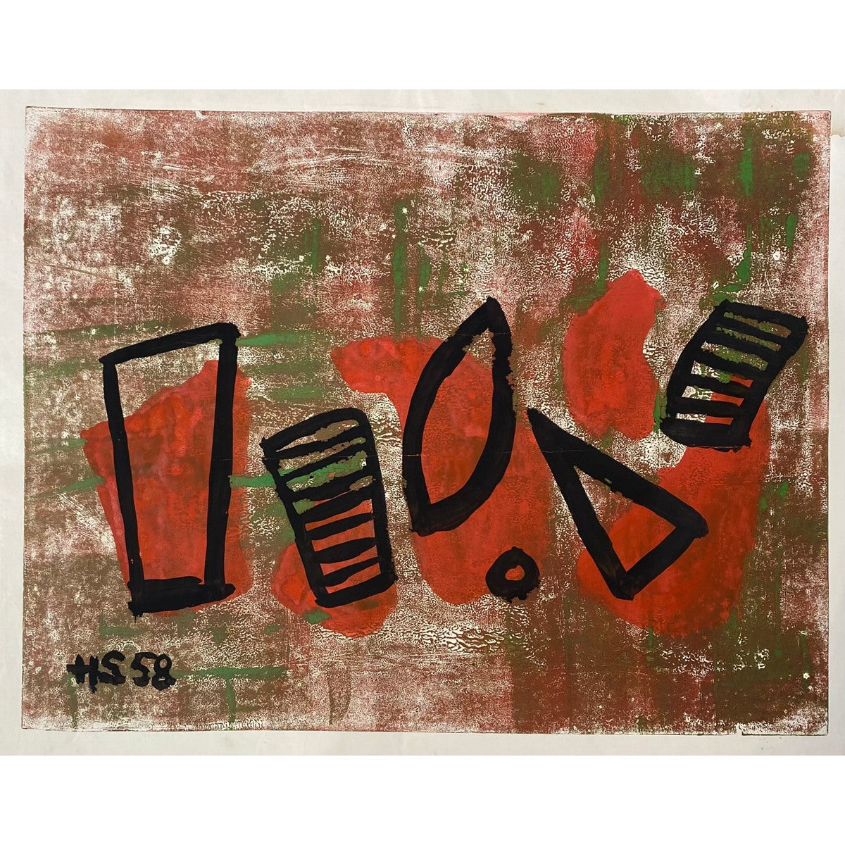 Henrikas Šalkauskas | Kompozicija HS58, 1958 | Mišri technika, popierius, 36x46 (56x67)
