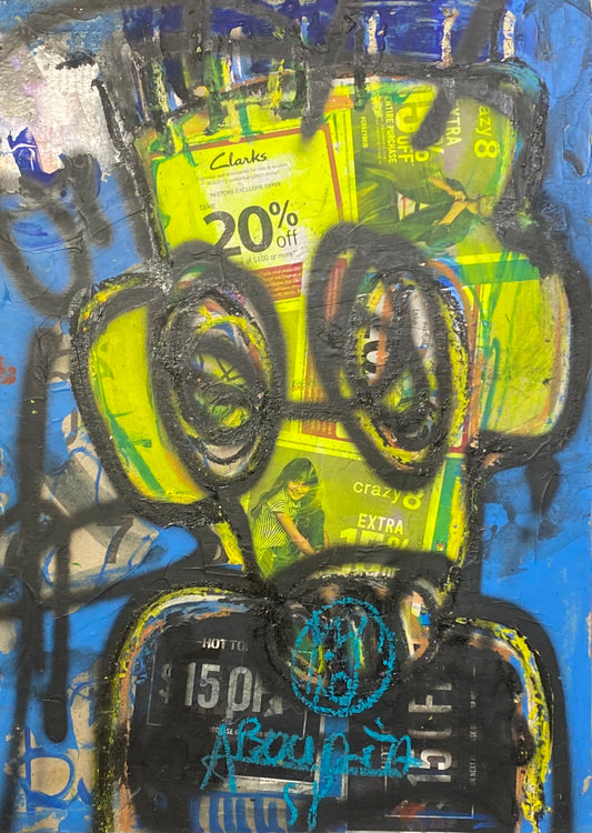 Aboudia | Untitled, 2023 | Acrylic, mixed technique, cardboard, 58x42 (69x52)
