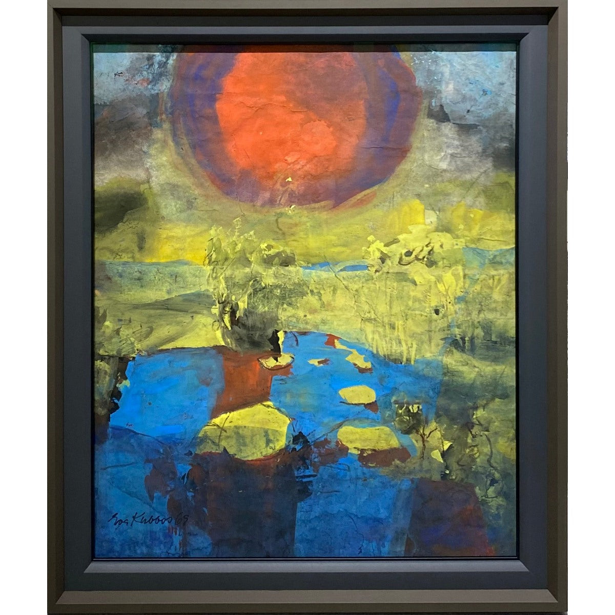 Eva Kubbos | Red Sun, 1969 | Akvarelė, guašas, popierius, 61x50,5 (69x59)