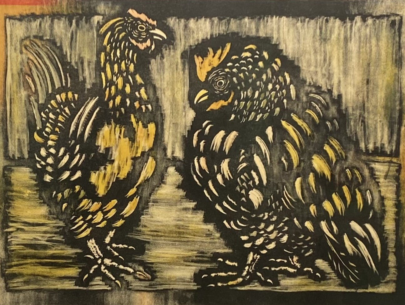 Vytautas Kasiulis | Rooster and Hen | Lithography, 42x57 (66x77)