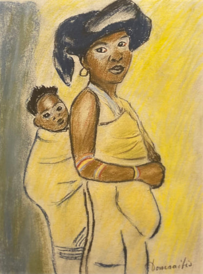 Pranas Domšaitis | Mother and Child | Pastel, paper, 35x26 (54x45,5)