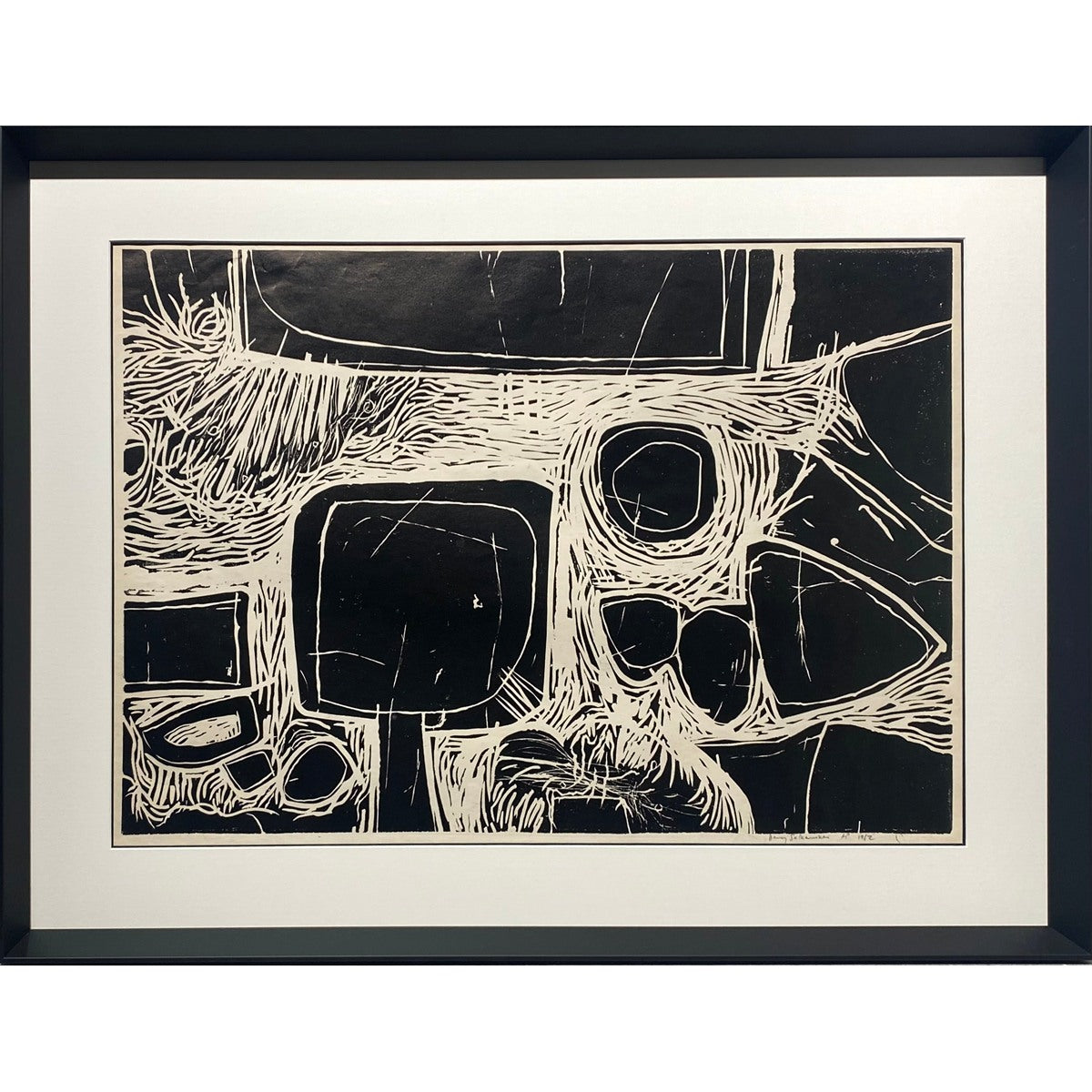 Henrikas Šalkauskas | Paskutinis žvilgsnis į peizažą, 1962 | Popierius, linoraižinys, A.P., 54x76 (97,5x74,5)