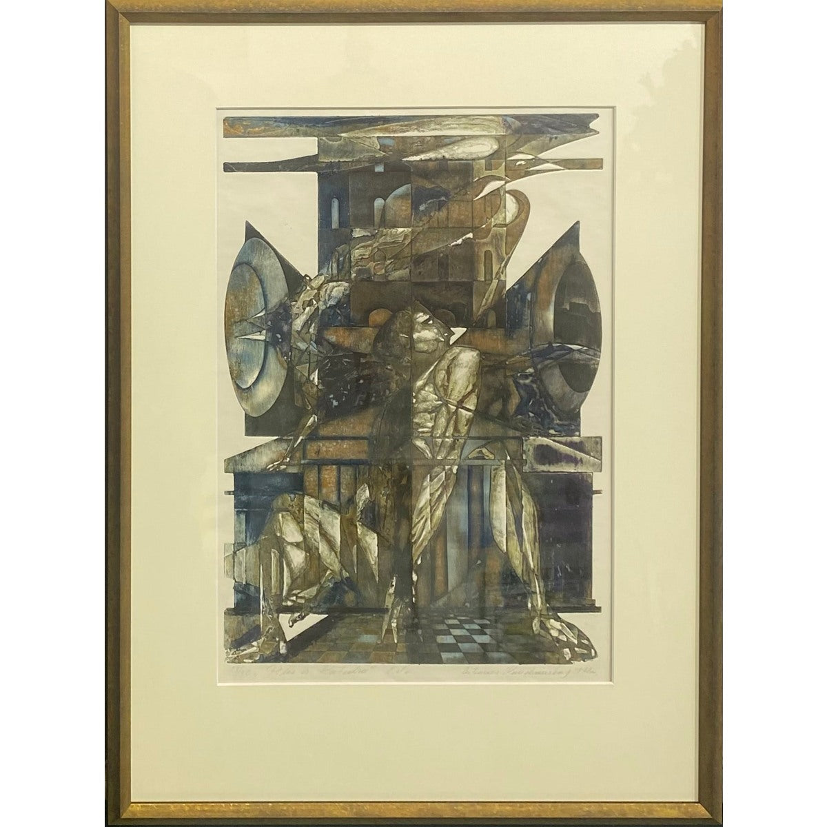 Antanas Kmieliauskas | Pilis ir katedra, 1977 | Pop., autorinė technika (spalv. tekstolito estampas), 44x30 (66x49)