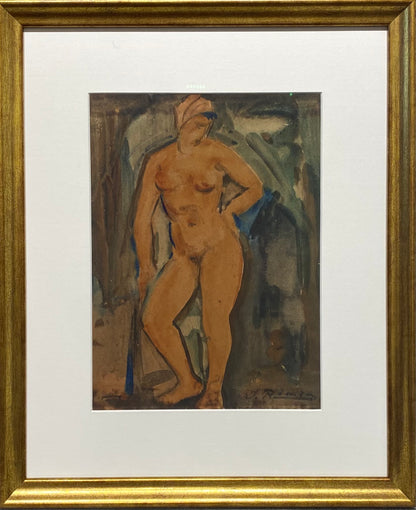 Jonas Rimša | Nude | Watercolor on paper, 29x22 (45x37)