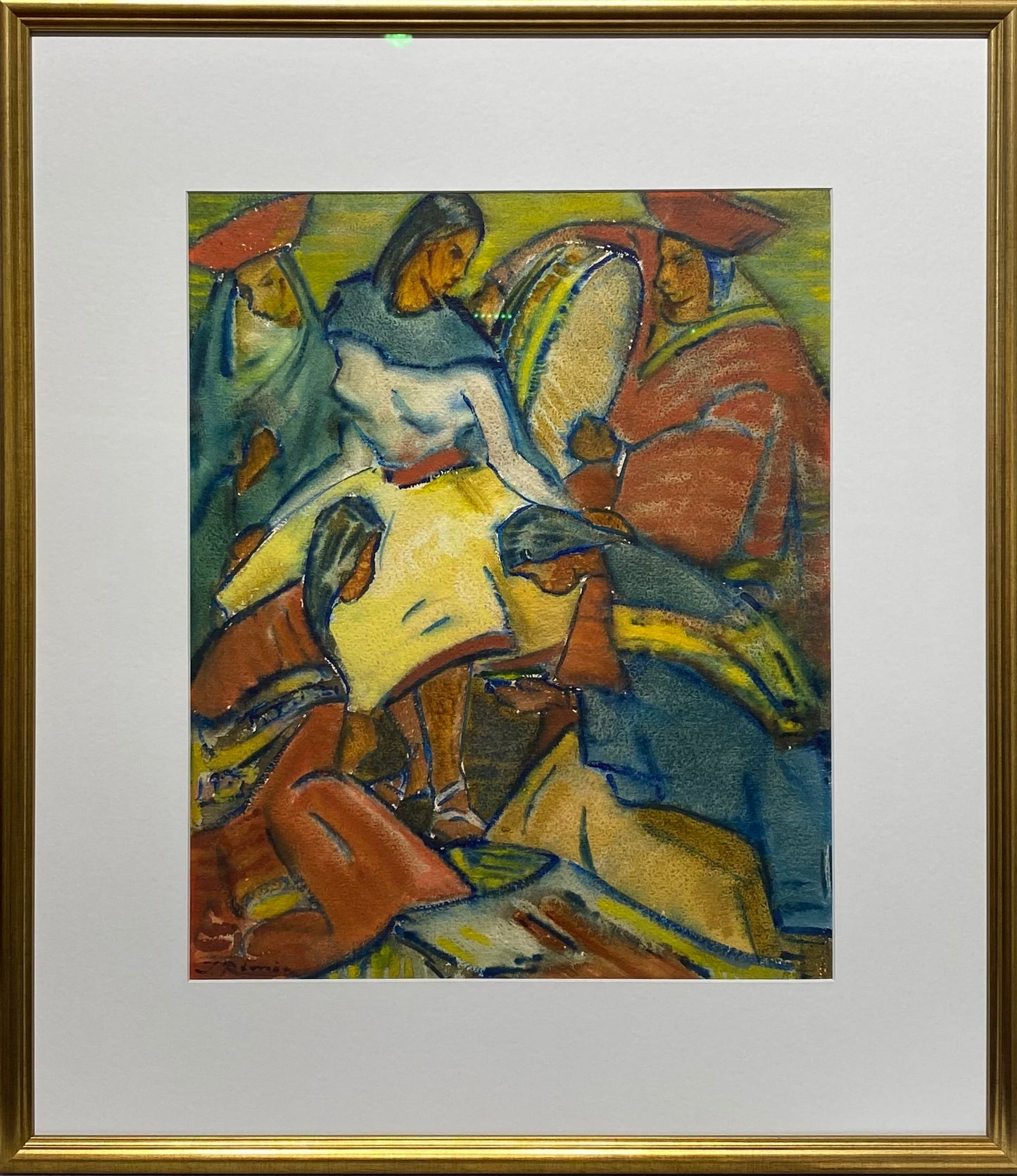 Jonas Rimša | Dancing Aymara | Watercolor on paper, 50x41 (73x64)