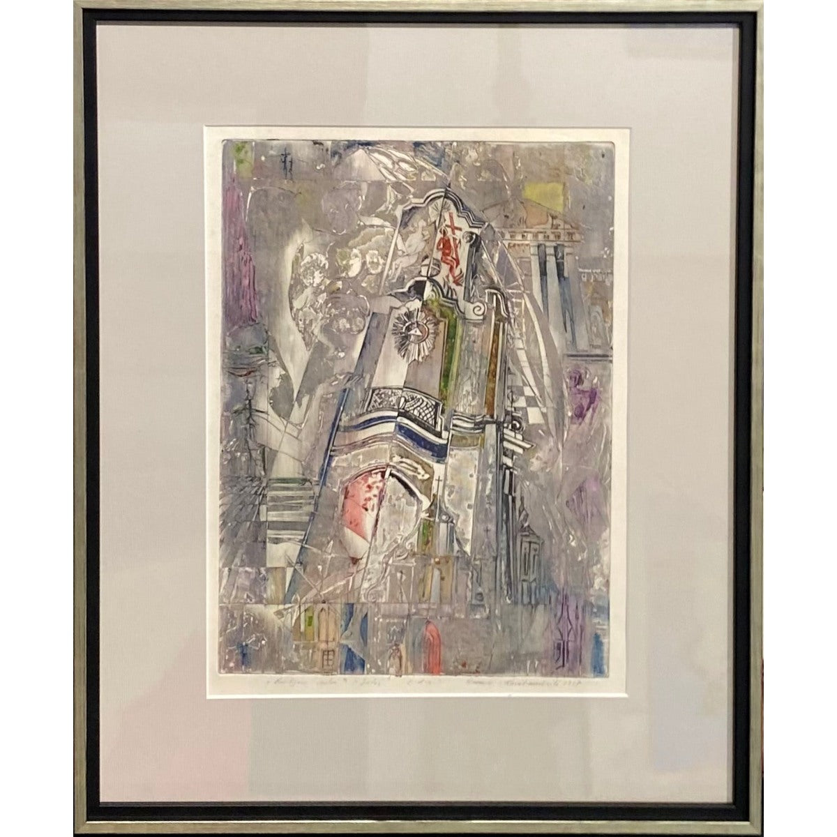 Ramunė Kmieliauskaitė | Basilion Gate, 1997 | Paper, author's technique (coloured textile lithograph), 28x21 (44x36)