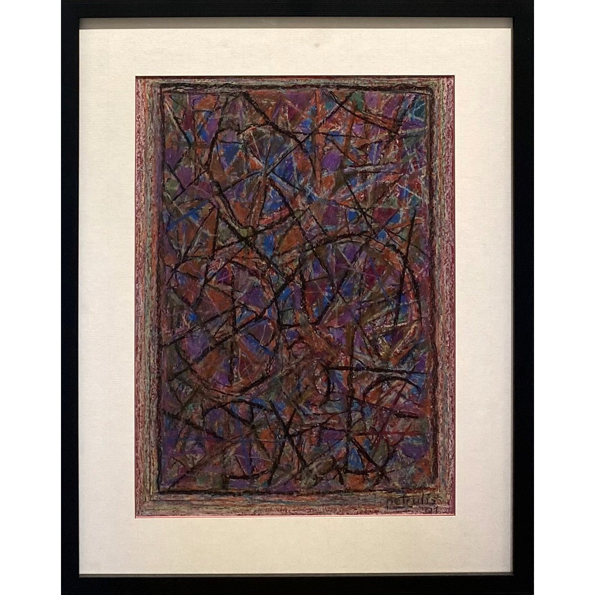 Algirdas Petrulis | Kompozicija, 2001 | Pastelė, mišri tech., popierius, 45x33 (61x48)