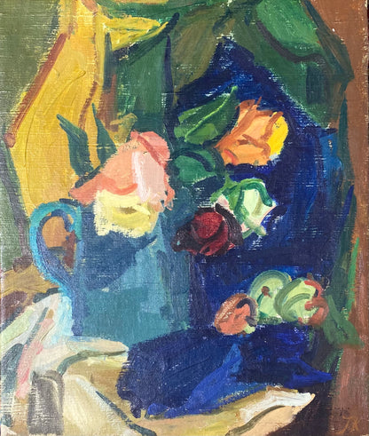 Juzefa (Juzė) Katiliūtė | Still Life, Roses in a Green Vase | Oil on canvas, 55.5x45.5