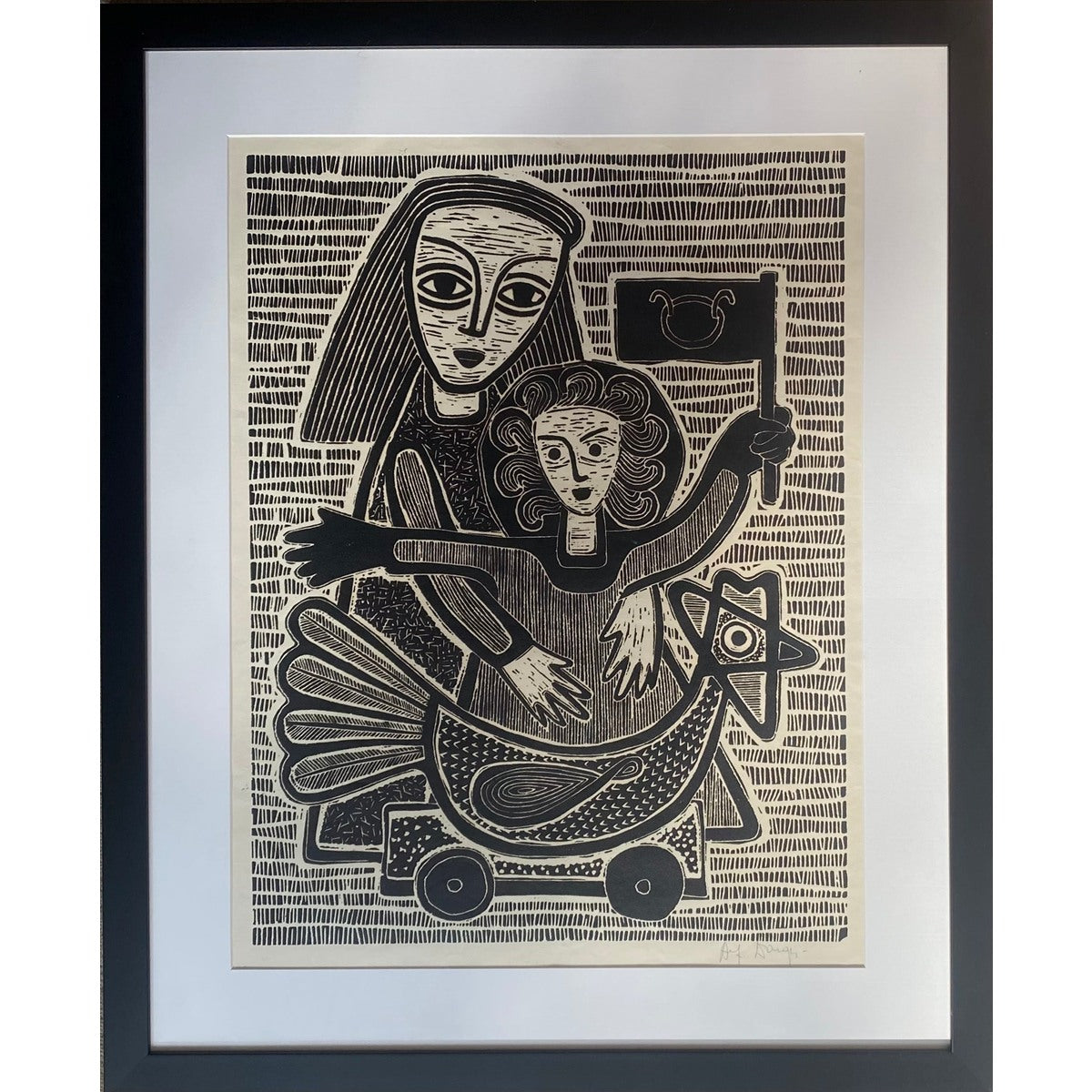 Alfonsas Dargis | Woman with a baby | Woodcut, 54x41 (73,5x60)