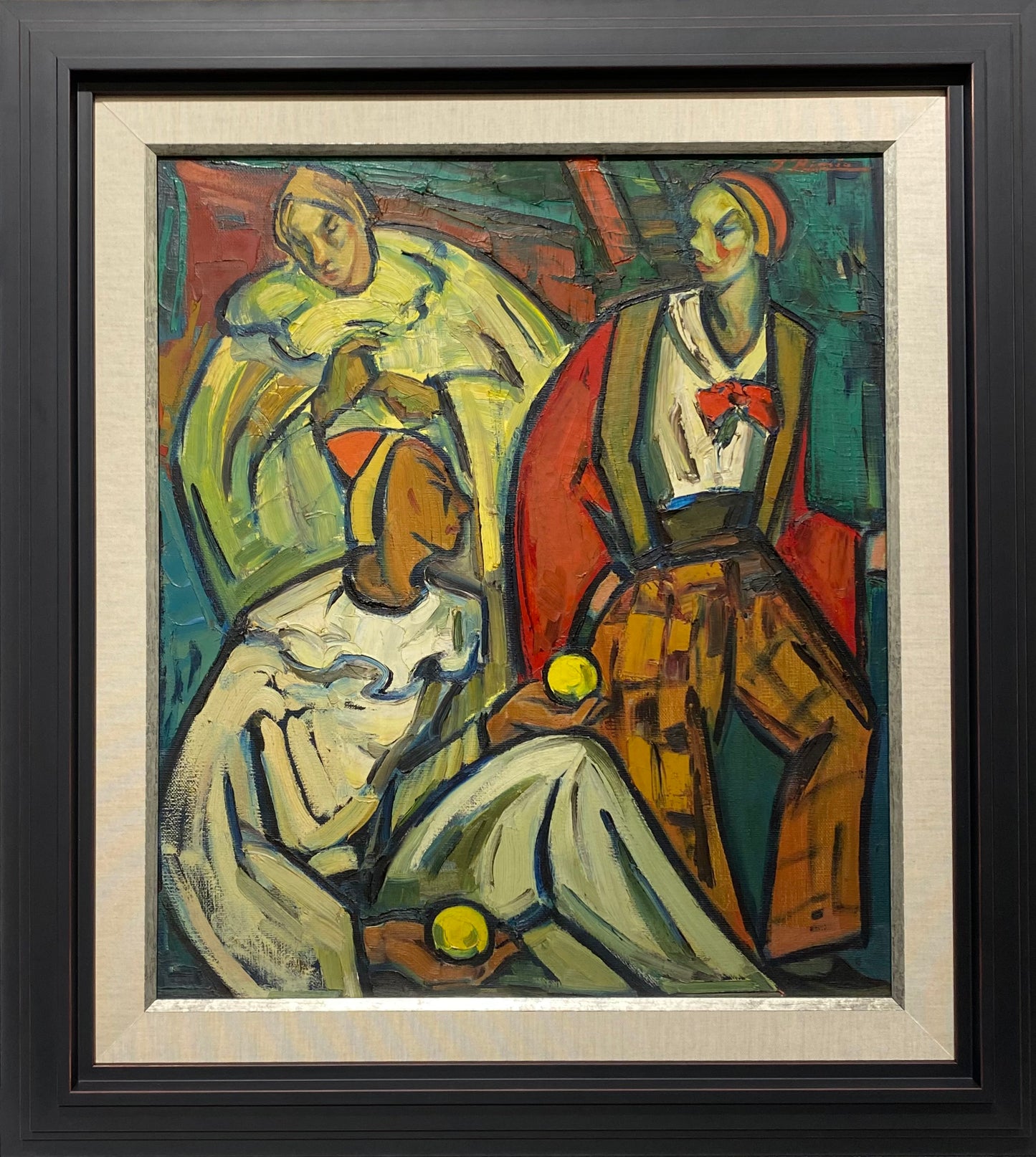 Jonas Rimša | Cirko artistai | Aliejus, drobė, 69x60 (92x83)