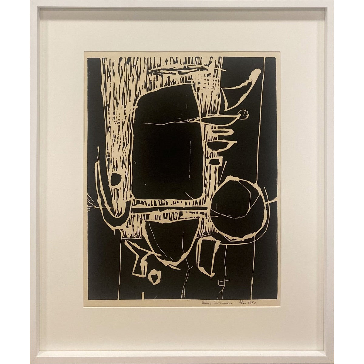 Henrikas Šalkauskas | Kompozicija, 2/40, 1962 | Popierius, šilkografija, 46x36 (67x56)