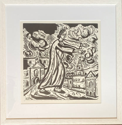 Viktoras Petravičius | Vilnius, the Capital of Lithuania, 1946 | Linocut, 30,5x30,5 (49,5x49)