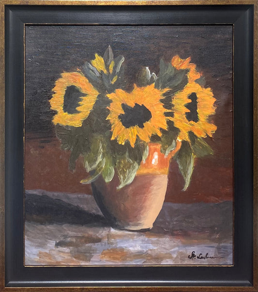 Amelija Lechovičiūtė | Sunflowers, 2021 | Acrylic on canvas, 54x47 (67x56)