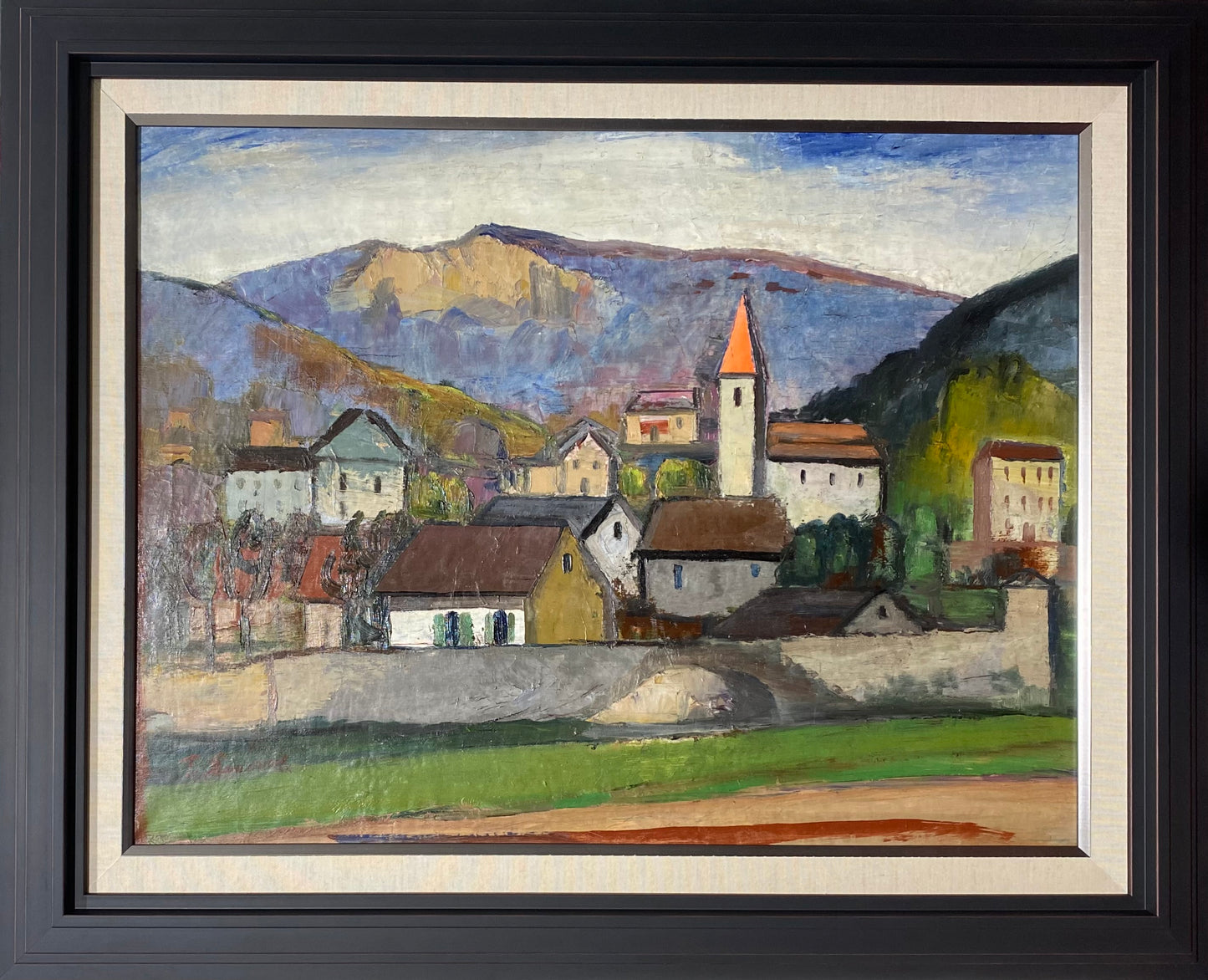 Pranas Domšaitis | Mountain settlement, 3th decade of the 20th c. | Oil on canvas, 61x81.5 (81x101)