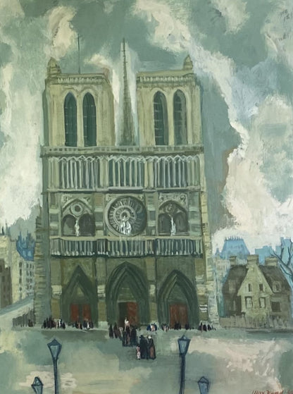 Max Band | Notre Dame Cathedral in Paris, 1949 | Gouache on paper, 57x43.5 (83x68)